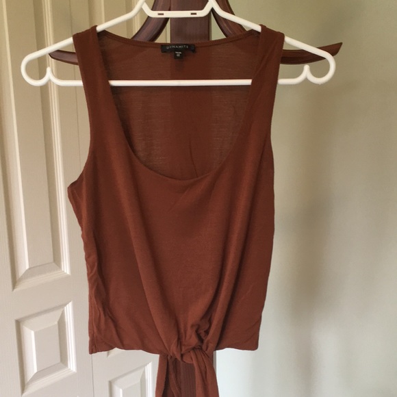 Cropped Brown/orange tank top with knot - Picture 2 of 7